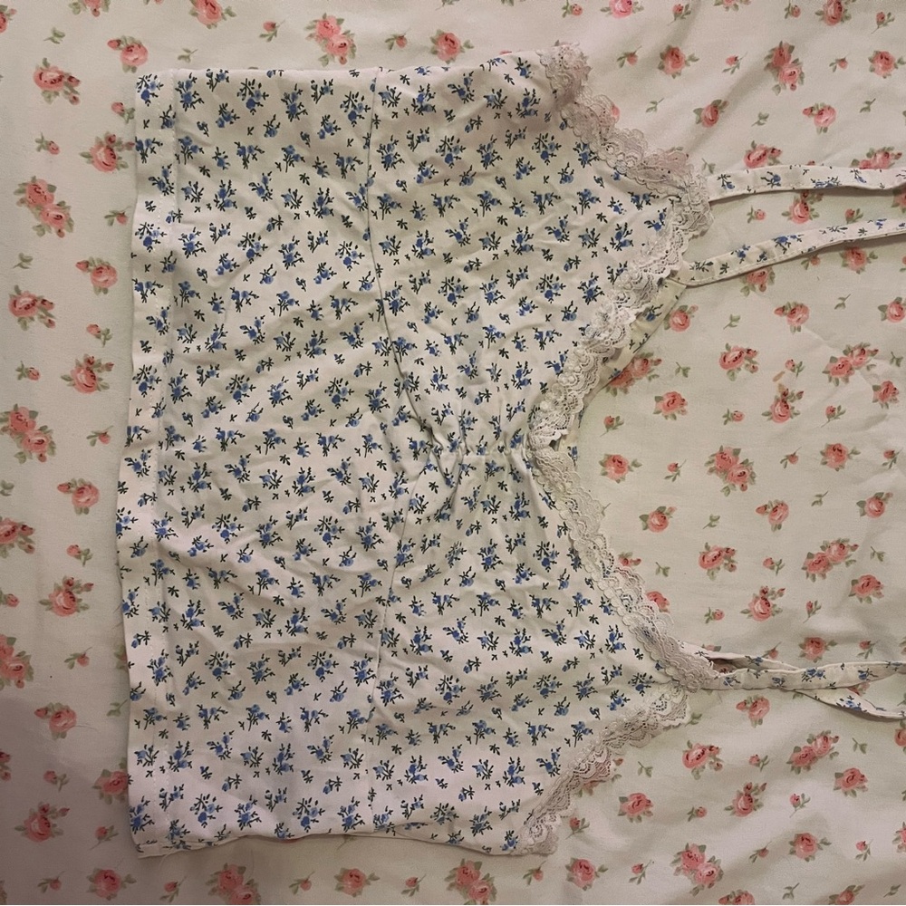 Floral Lace Trim Cami Top